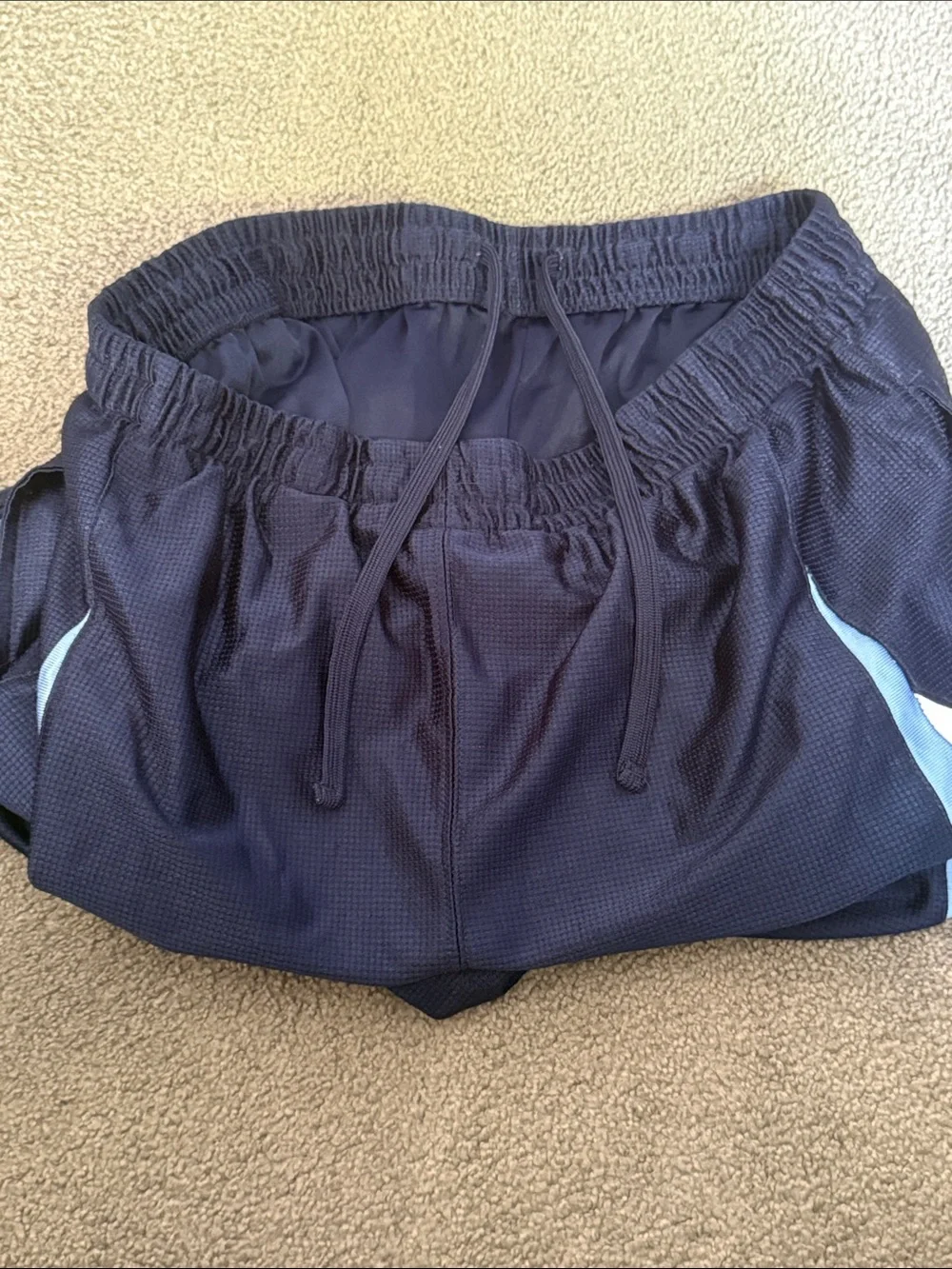 NBA Men's Dark Navy Athletic Basketball Shorts with White/Silver Accent. Size XL